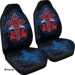 Scotland Celtic Car Seat Covers Lion Rampant With Celtic Tree and Cross