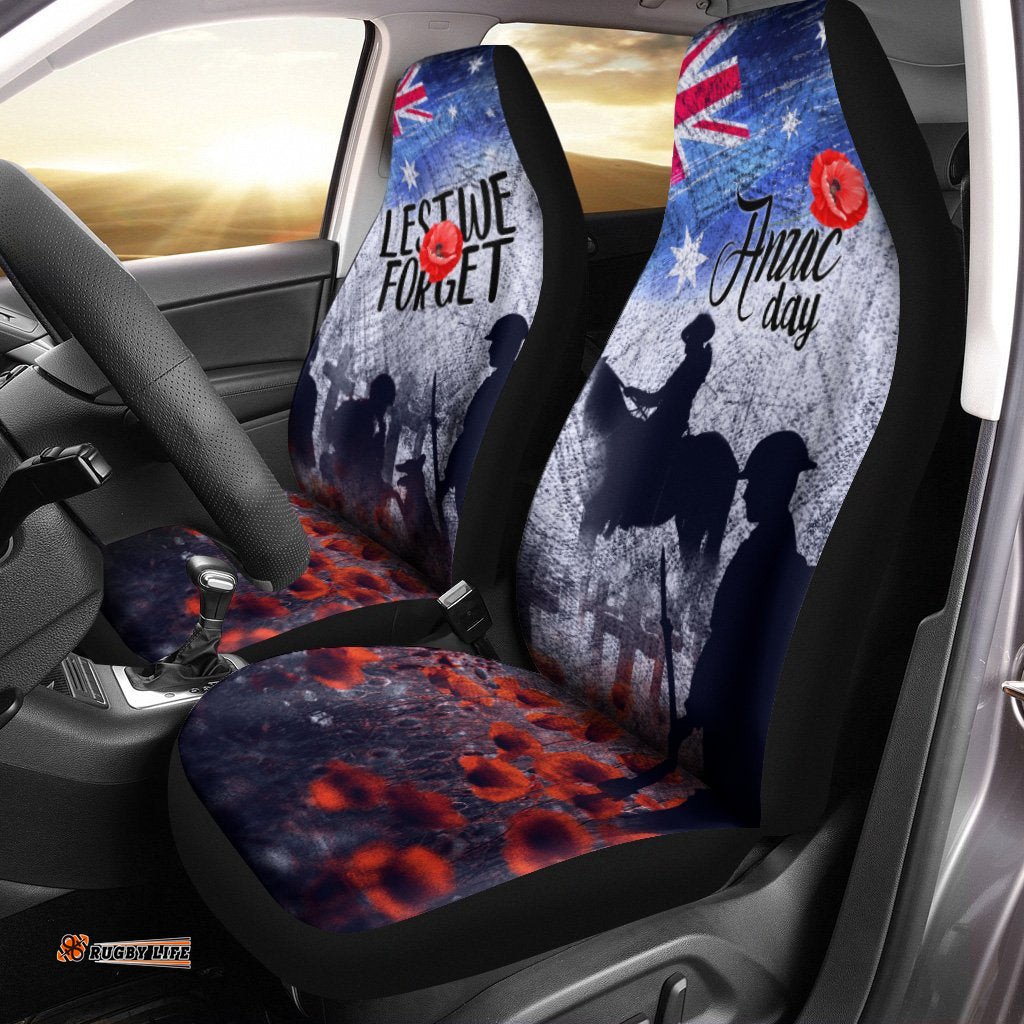 ANZAC Day Car Seat Covers Lest We Forget Vintage Poppies