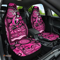 Custom Sydney Sixers Cricket Car Seat Cover Happy Australia Day Aboriginal Art