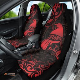 New Zealand Tui Bird Car Seat Cover Aotearoa Maori Pattern Red