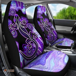 Australia Opal Car Seat Cover Aussie Lizard With Aboriginal Art Purple