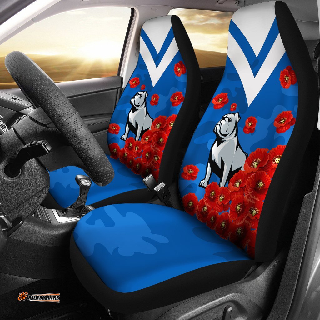 Bulldogs Car Seat Covers Poppy Flowers