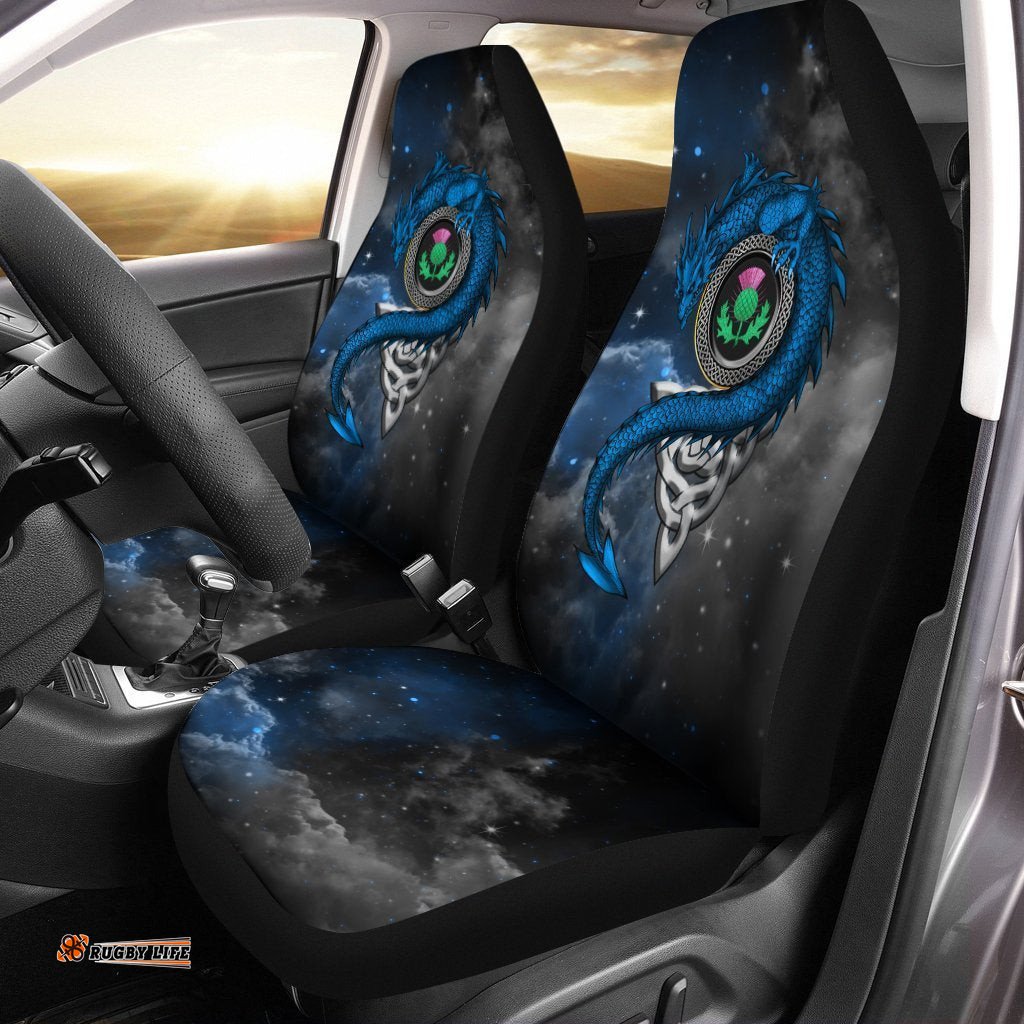 Scotland Celtic Car Seat Covers Dragon and Thistle With Celtic
