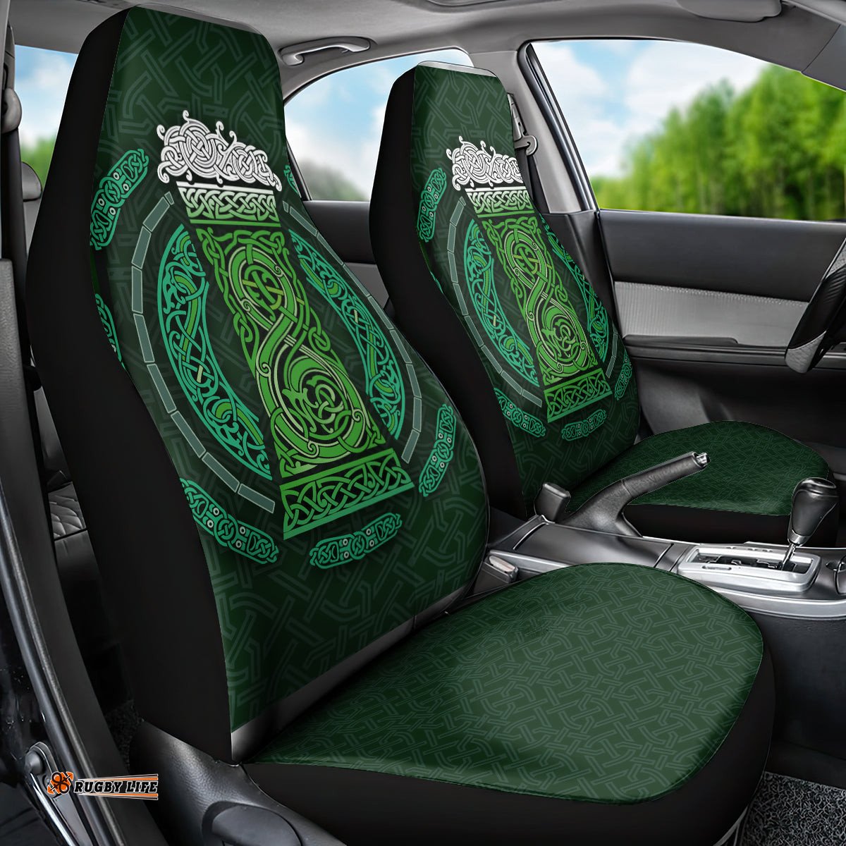 Beer Cup Pattern And Celtic Circle Green Car Seat Cover
