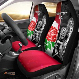 Custom New Zealand And England Rugby Car Seat Cover World Cup All Black Combine Red Roses