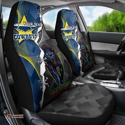 Personalised Panthers And Cowboys Rugby Car Seat Cover Sporty Version