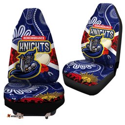 Knights Rugby ANZAC Aboriginal Car Seat Cover Newcastle Knights with ANZAC Day Poppy Flower Car Seat Cover
