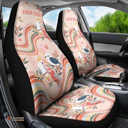 Personalised Australia Hippie Christmas Car Seat Cover Cockatoo Kookaburra with Wattle Pink Peach Style