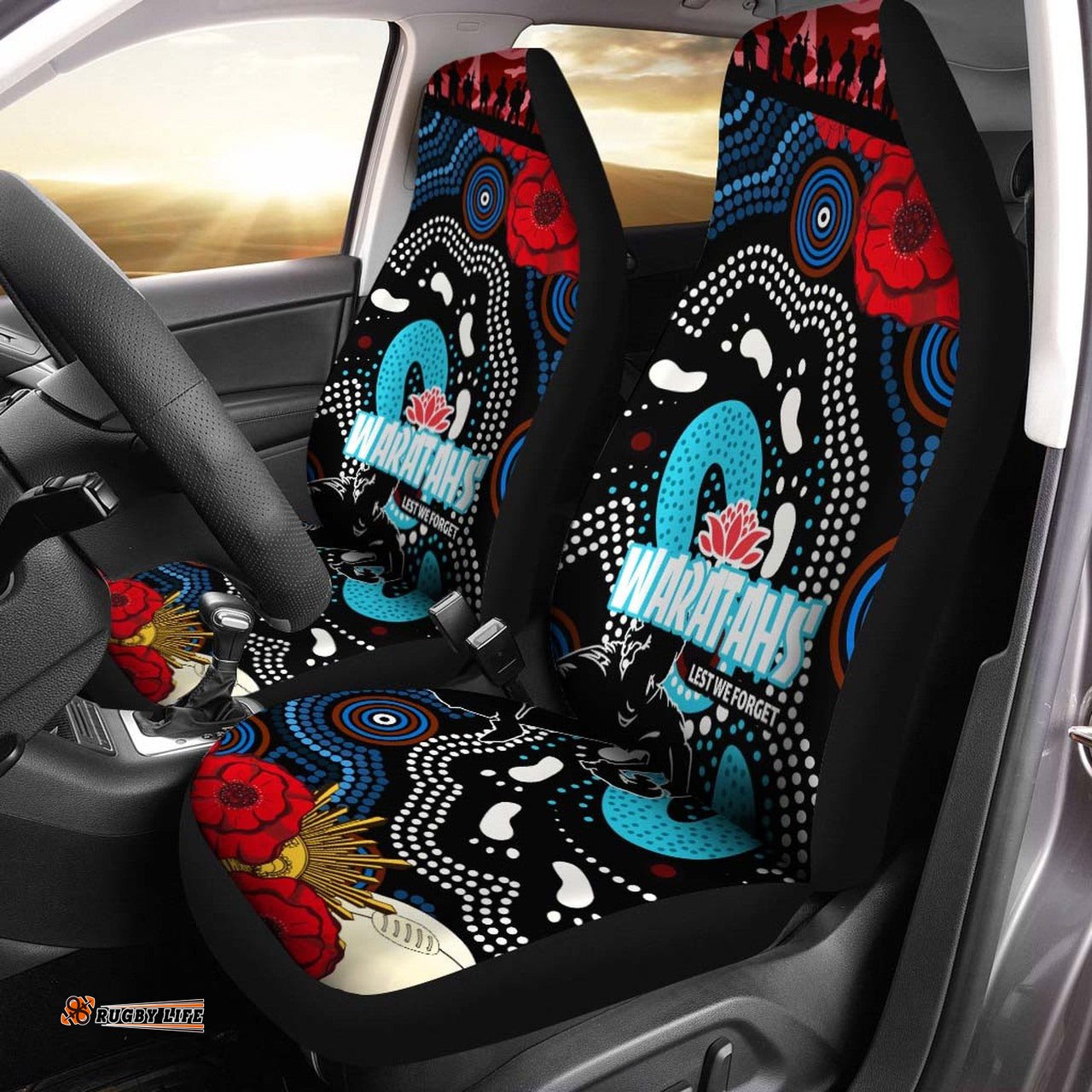 Waratahs Rugby Car Seat Cover Indigenous Waratahs ANZAC Day Aboriginal Car Seat Cover