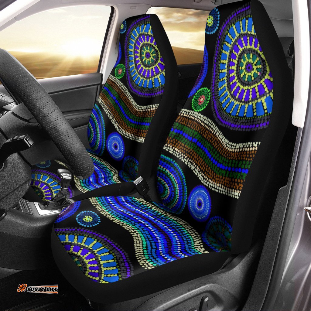 Car Seat Cover Aboriginal Dot Unique Style Blue