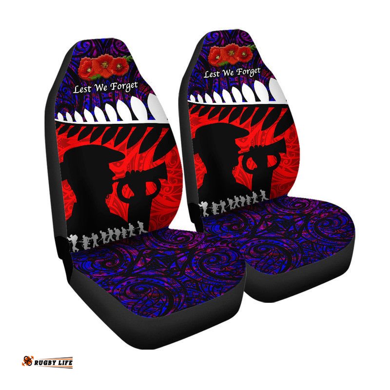 New Zealand Maori ANZAC Car Seat Cover Remembrance Soldier Purple