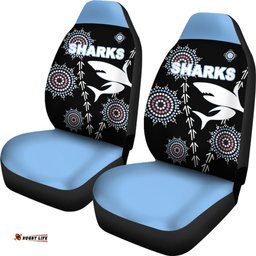 Cronulla Car Seat Covers Sharks Simple Indigenous - Black