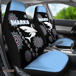 Cronulla Car Seat Covers Sharks Simple Indigenous - Black