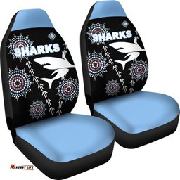 Cronulla Car Seat Covers Sharks Simple Indigenous - Black