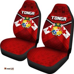 Tonga Rugby Car Seat Covers Polynesian Tattoo Seashore