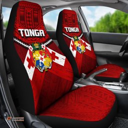 Tonga Rugby Car Seat Covers Polynesian Tattoo Seashore
