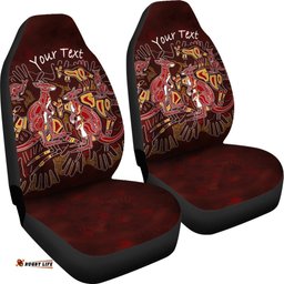 Custom Aboriginal Car Seat Covers Kangaroo family with Hand Art
