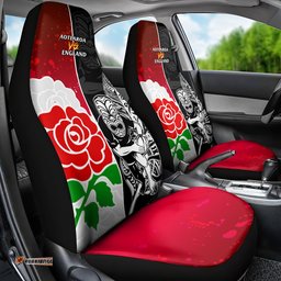 New Zealand And England Rugby Car Seat Cover World Cup All Black Combine Red Roses