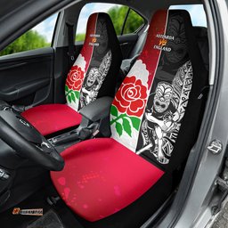 New Zealand And England Rugby Car Seat Cover World Cup All Black Combine Red Roses