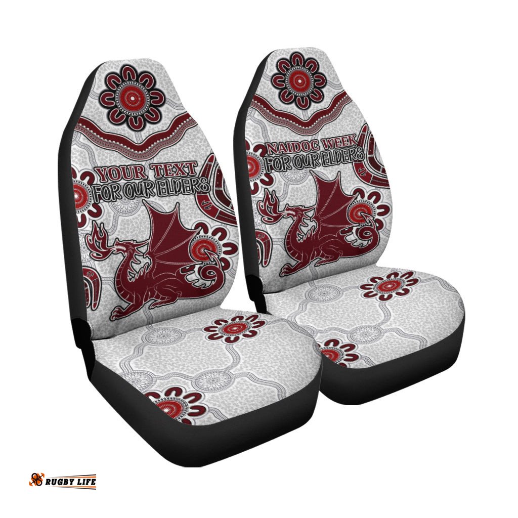 Australia Illawarra and St George Naidoc Car Seat Covers Custom For Our Elders Boomerangs White Car Seat Covers