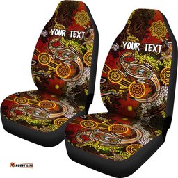 Custom Aboriginal Car Seat Covers, Kangaroo and Lizard Dot Painting Art