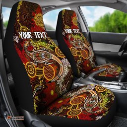 Custom Aboriginal Car Seat Covers, Kangaroo and Lizard Dot Painting Art
