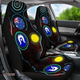 Car Seat Covers - Aboriginal Dot Painting & Flag