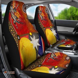 Car Seat Covers Aboriginal Dot Painting and Flags, Crocodile