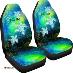 Custom Text Aboriginal Car Seat Covers Indigenous Turtle Ocean Dot Painting Art