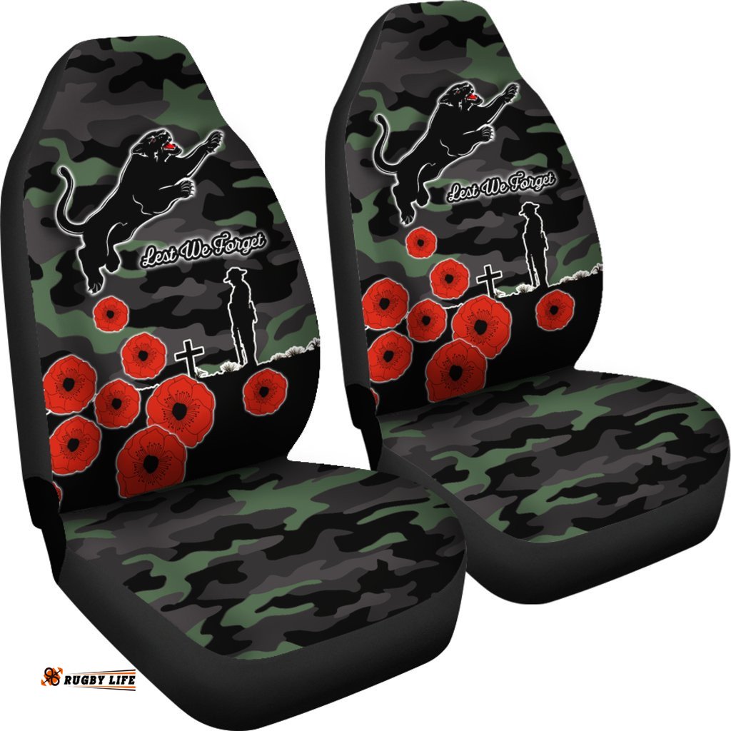 Panthers ANZAC Day Car Seat Covers Simple Poppy