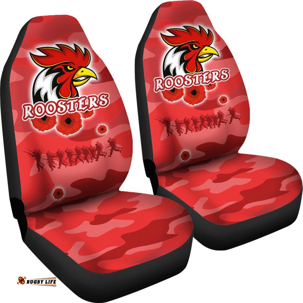 Roosters ANZAC Day Car Seat Covers Military Red
