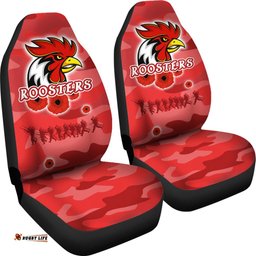 Roosters ANZAC Day Car Seat Covers Military Red