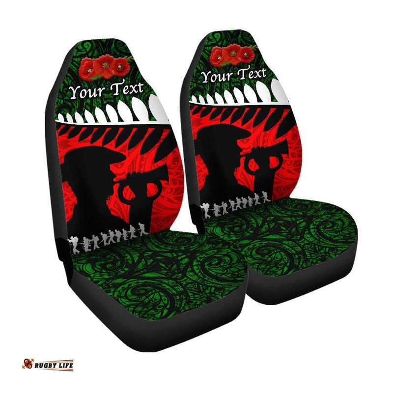 Custom Personalised New Zealand Maori ANZAC Car Seat Cover Remembrance Soldier Green