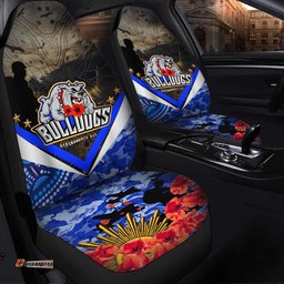 Bulldogs Rugby ANZAC Aboriginal Car Seat Cover Poppy Flower Remembrance Day Car Seat Cover