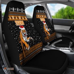 Wests Christmas Car Seat Covers Tigers Unique Vibes Black