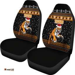 Wests Christmas Car Seat Covers Tigers Unique Vibes Black