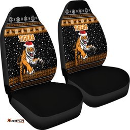 Wests Christmas Car Seat Covers Tigers Unique Vibes Black
