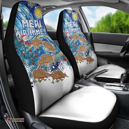 New Zealand Christmas Car Seat Cover Kiwis Santa Sleigh Starry Night Style