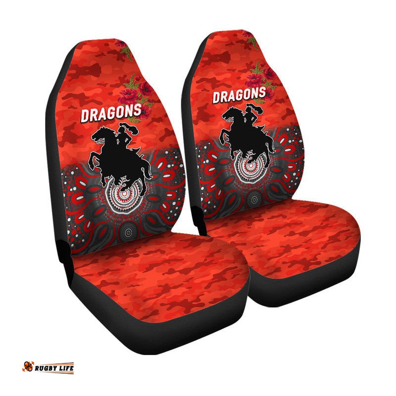 St. George Illawarra Dragons ANZAC Car Seat Cover Indigenous Vibes Red