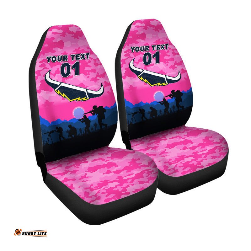Custom Personalised North Queensland Cowboys ANZAC Car Seat Cover Simple Style Pink