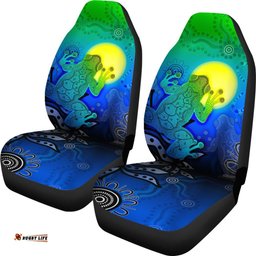 Aboriginal Car Seat Covers Indigenous Frog Blue