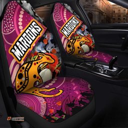 Maroons Rugby ANZAC Aboriginal Car Seat Cover Maroons Aboriginal Pattern with ANZAC Day Poppy Flower Car Seat Cover