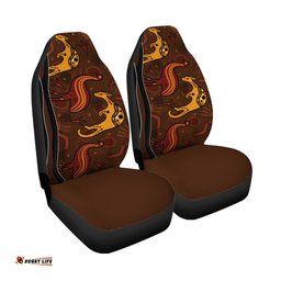 Aboriginal Car Seat Covers Indigenous Kangaroo and Emu Brown Color