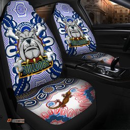 Bulldogs Rugby Indigenous Car Seat Cover - Canterbury-Bankstown Super Berries Aboriginal Footprint