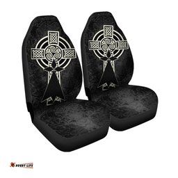 Brittany Celtic Car Seat Covers Celtic Cross and Stoat Ermine Skew Style