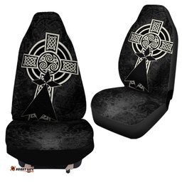 Brittany Celtic Car Seat Covers Celtic Cross and Stoat Ermine Skew Style