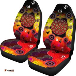Aboriginal Car Seat Covers, Indigenous Circle Dot Painting Hand Art