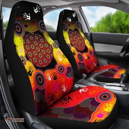 Aboriginal Car Seat Covers, Indigenous Circle Dot Painting Hand Art