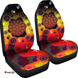 Aboriginal Car Seat Covers, Indigenous Circle Dot Painting Hand Art