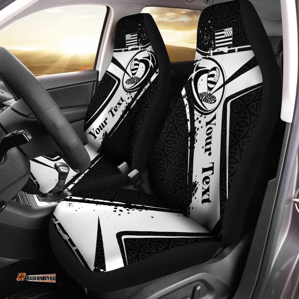 Custom Text Brittany Rugby Personalised Car Seat Covers Breizh Rugby